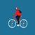 Fahrradfahrer mit rotem Hoodie und Mütze